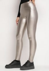 Srebrne Legginsy z Ekoskóry z Wysokim Stanem i Polarem Labrine. Szare legginsy damskie Born2be, l, bez wzorów, z jeansu. Za 44.99 zł.