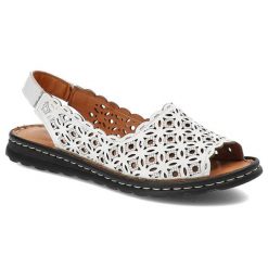 Białe Sandały Artiker Damskie Modne Skórzane Buty. Białe sandały damskie Artiker, bez wzorów, ze skóry, bez obcasa. Za 239.00 zł.