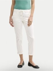 Tom Tailor Spodnie materiałowe 1040963 Biały Tapered Fit. Białe spodnie materiałowe damskie Tom Tailor, bez wzorów, z bawełny. Za 179.99 zł.