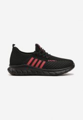 Czarno-Czerwone Sznurowane Buty Sportowe Sneakersy na Grubszej Podeszwie ze Skarpetkową Cholewką Reelia. Czarne buty sportowe na co dzień męskie Born2be, bez zapięcia, trekkingowe. Za 79.99 zł.