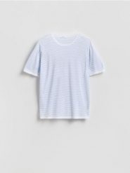 T-shirt regular fit z lyocellem - jasnoniebieski. Niebieskie t-shirty męskie Reserved, l, bez wzorów, z bawełny, bez kołnierzyka. Za 99.99 zł.