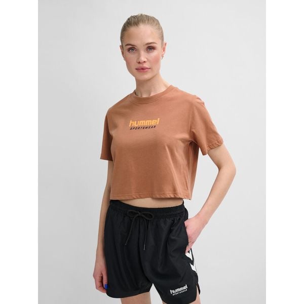Damska koszulka crop top Hummel LGC Malu. Brązowe t-shirty damskie HUMMEL, bez wzorów, z dżerseju, bez ramiączek. Za 113.50 zł.