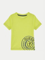 Guess T-Shirt N5RI15 K8HM4 Zielony Regular Fit. Zielone t-shirty chłopięce Guess, z aplikacjami, z bawełny, bez ramiączek. Za 59.99 zł.