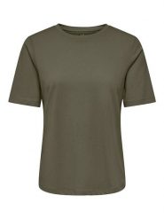 ONLY Koszulka w kolorze khaki rozmiar: XS. Brązowe bluzki damskie Only, xs, bez wzorów, z bawełny, bez kołnierzyka. Za 36.95 zł.