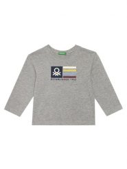 United Colors Of Benetton Bluzka 3I1XG10JZ Szary Regular Fit. Szare t-shirty chłopięce United Colors Of Benetton, bez wzorów, z bawełny, bez ramiączek. Za 59.99 zł.