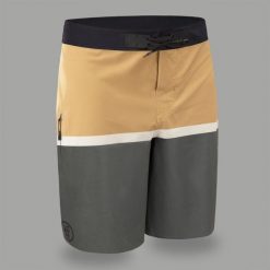 Spodenki surfingowe standardowe męskie Olaian 900 Dude Flat Belt. Czarne kąpielówki męskie OLAIAN, l, z aplikacjami, z elastanu. W wyprzedaży za 99.99 zł.