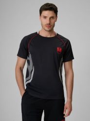 4F Koszulka piłkarska regular szybkoschnąca męska - czarna XXL. Czarne t-shirty sportowe męskie 4f, l, z materiału, bez ramiączek, na fitness i siłownię. Za 129.99 zł.