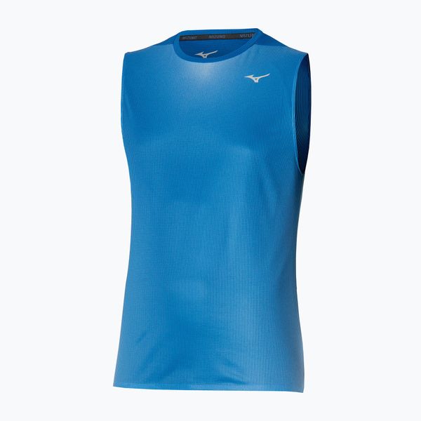 Koszulka do biegania męska Mizuno Aero Tank. Niebieskie t-shirty sportowe męskie Mizuno, m, z materiału, bez ramiączek, do biegania. Za 82.99 zł.