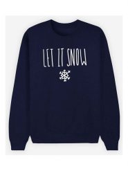 WOOOP Bluza "Let it Snow" w kolorze granatowym rozmiar: XL. Niebieskie bluzy bez kaptura damskie Wooop, xl, z bawełny. Za 100.99 zł.