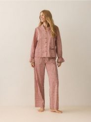 Dwuczęściowa piżama w kratkę - czerwony. Czerwone piżamy damskie Reserved, l, bez wzorów, z bawełny, bez ramiączek. Za 159.99 zł.