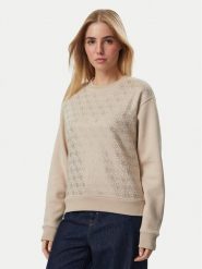 Guess Bluza W6BQ14 K6060 Beżowy Regular Fit. Brązowe bluzy bez kaptura damskie Guess, m. Za 434.99 zł.