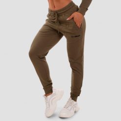 Spodnie dresowe damskie fitness z kieszeniami na zamek TRN. Zielone spodnie sportowe damskie GYMBEAM, m, z bawełny, do biegania. Za 123.90 zł.