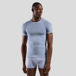 Koszulka męska Odlo PERFORMANCE LIGHT - RAIN DYE BL TOP crew neck s/s. Niebieskie bielizna termoaktywna męska Odlo, m, z elastanu, bez ramiączek, do biegania. Za 259.99 zł.