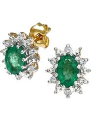Revoni Złote kolczyki-wkrętki z diamentami i szmaragdami rozmiar: onesize. Zielone kolczyki damskie Revoni, z diamentem, złote. Za 2,696.99 zł.
