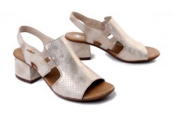Rieker 64665-60 Beżowy, sandały damskie. Brązowe sandały damskie Rieker, bez wzorów, bez obcasa, na obcasie. Za 319.90 zł.