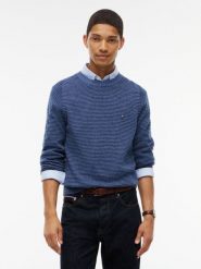 Tommy Hilfiger wełniany sweter Mężczyźni Wełna niebieski, M. Niebieskie swetry męskie Tommy Hilfiger, m, bez wzorów, z dzianiny, bez kołnierzyka. Za 479.95 zł.
