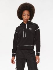 KARL LAGERFELD Bluza Ikonik 2.0 235W1816 Czarny Regular Fit. Czarne bluzy bez kaptura damskie Karl Lagerfeld, l, z bawełny. Za 539.99 zł.