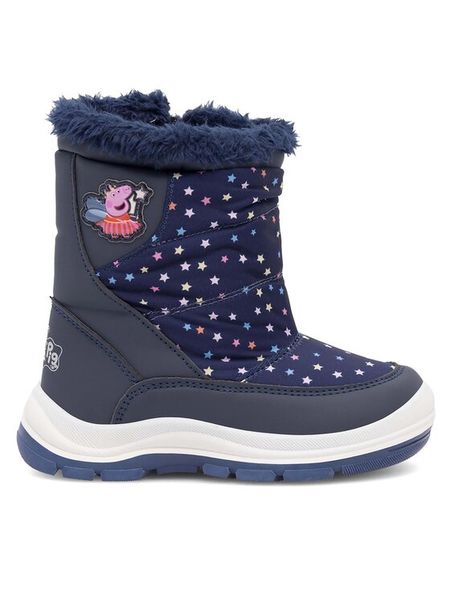 Peppa Pig Śniegowce AW23-228PP Granatowy. Niebieskie kozaki dziewczęce peppa pig, bez wzorów, z materiału, bez obcasa. Za 127.99 zł.