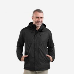 Kurtka turystyczna męska Quechua NH500 wodoodporna. Brązowe kurtki męskie QUECHUA, l, bez wzorów, z materiału, sportowe, bez kaptura. Za 149.99 zł.