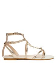 Liu Jo Sandały Sandy 09 SA6123 EX029 Złoty. Żółte sandały damskie Liu Jo, bez wzorów, ze skóry, bez obcasa, na płaskiej podeszwie. Za 559.99 zł.