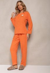 Pomarańczowy Komplet Piżamowy 2-Częściowy Bluza i Spodnie z Gumką w Pasie Jendara. Brązowe bluzy bez kaptura damskie Renee, na zimę, xl, bez wzorów, z materiału, bez ramiączek. Za 44.99 zł.