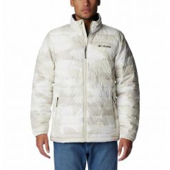 Kurtka Turystyczna Puchowa Męska Columbia Powder Lite Jacket. Białe kurtki męskie Columbia, m, bez wzorów, z puchu, sportowe, bez kaptura. Za 416.99 zł.