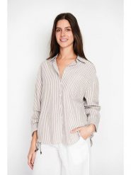 ASSUILI Bluzka w kolorze beżowym rozmiar: 36. Brązowe bluzki damskie Assuili, bez wzorów, klasyczne, bez kołnierzyka, bez ramiączek. Za 82.83 zł.