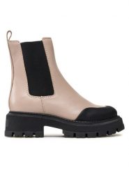 Lasocki Sztyblety RST-BONN-02 Beżowy. Brązowe botki damskie Lasocki, ze skóry, bez obcasa, na słupku, bez zapięcia. Za 299.99 zł.