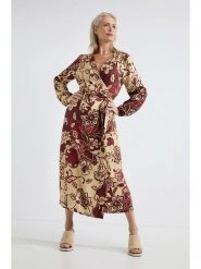 Josephine & Co Sukienka "Alise" w kolorze czerwono-żółtym rozmiar: 34. Czerwone sukienki damskie Josephine & Co, na co dzień, bez wzorów, z wiskozy, bez kołnierzyka, bez ramiączek, midi, proste. Za 353.27 zł.