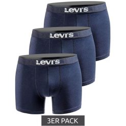 Bokserki majtki męskie Levi's Boxers 3-Pack. Niebieskie bokserki męskie Levi's, bez wzorów, z gumy. Za 99.00 zł.