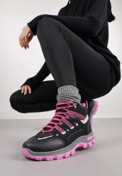 Czarno-Fuksjowe Buty Trekkingowe Traperki Vices ze Sznurowaną Cholewką Afellie. Czarne obuwie trekkingowe damskie Renee. Za 99.99 zł.