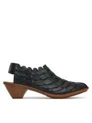 Rieker Czółenka 46778-01 Czarny. Czarne czółenka damskie Rieker, bez wzorów, ze skóry, bez obcasa. Za 349.99 zł.