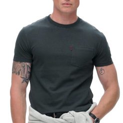 T-shirt z kieszonką w odcieniu wyblakłym Superdry Essential. Szare t-shirty męskie Superdry., m, bez wzorów, bez kołnierzyka. Za 149.90 zł.