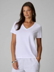 T-shirt regular gładki damski 4F. Białe t-shirty damskie 4f, uniwersalny, bez wzorów, z bawełny, bez kołnierzyka. Za 49.99 zł.