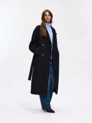 Dwurzędowy płaszcz oversize - czarny. Czarne płaszcze damskie Reserved, l, bez wzorów, z tkaniny. Za 299.99 zł.