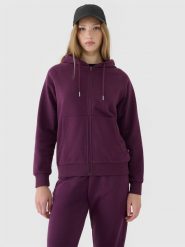 4F Bluza dresowa rozpinana z kapturem damska - fioletowa S. Fioletowe bluzy z kapturem damskie 4f, s, z bawełny. W wyprzedaży za 149.99 zł.