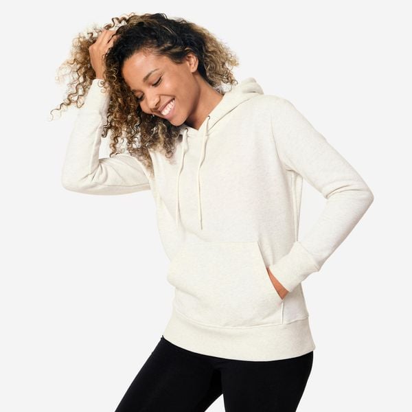 Bluza z kapturem damska Domyos Gym & Pilates. Białe bluzy sportowe damskie DOMYOS, m, z bawełny. W wyprzedaży za 79.99 zł.