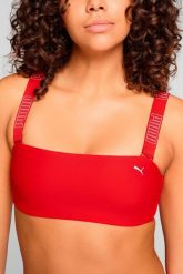 Góra od bikini Bandeau w kolorze czerwonym. Czerwone bikini damskie Puma, bez wzorów. Za 177.90 zł.