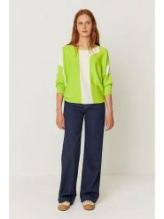 SKFK Sweter "Naike" w kolorze biało-limonkowym rozmiar: M. Zielone swetry klasyczne damskie SKFK, m, z bawełny, bez kołnierzyka. Za 229.26 zł.