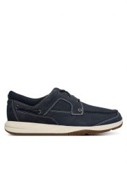 Clarks Półbuty Sailview Lace 26176972 Granatowy. Niebieskie półbuty męskie Clarks, z nubiku, bez zapięcia. Za 389.99 zł.