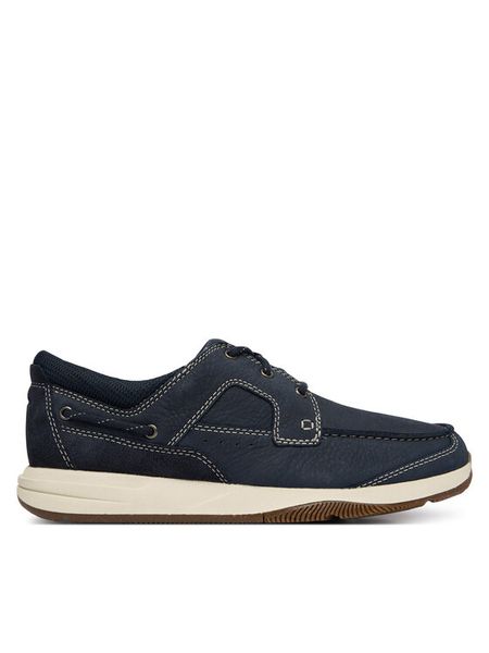 Clarks Półbuty Sailview Lace 26176972 Granatowy. Niebieskie półbuty męskie Clarks, z nubiku, bez zapięcia. Za 389.99 zł.