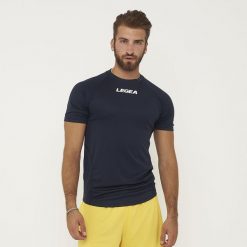 Dorosły Sportowa Koszulka Treningowa LIPSIA Niebieska. Niebieskie bluzki sportowe damskie Legea, xs, z materiału, bez ramiączek, na fitness i siłownię. Za 60.00 zł.