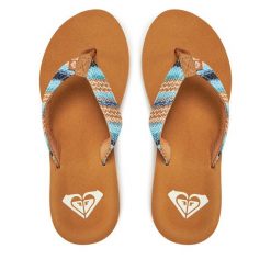 Japonki Roxy. Niebieskie klapki damskie Roxy, bez wzorów, bez obcasa. Za 139.99 zł.