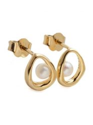 Pandora Pozłacane kolczyki-wkrętki z perłami rozmiar: onesize. Białe kolczyki damskie Pandora, z perłą, pozłacane. Za 309.65 zł.