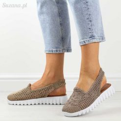Plecione sandały, buty damskie T.Sokolski 806 Nut. Brązowe buty sportowe na co dzień damskie Sokolski, bez wzorów, z tkaniny. Za 179.00 zł.
