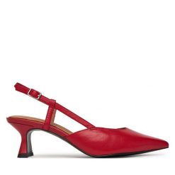 Sandały Tamaris. Czerwone sandały damskie Tamaris, bez wzorów, bez obcasa, na słupku. Za 339.99 zł.