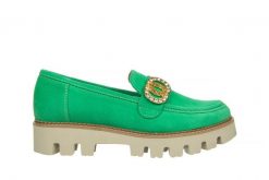 Mokasyny Bayla-159 4806 066-P Seledyn Welur 159123, Skóra naturalna - 38. Zielone mokasyny damskie Bayla, ze skóry. W wyprzedaży za 179.10 zł.