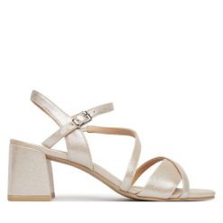 Sandały Caprice. Brązowe sandały damskie Caprice, bez wzorów, bez obcasa, na słupku. Za 339.99 zł.