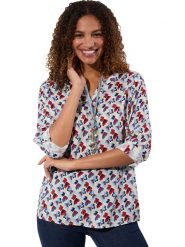 WITT WEIDEN Bluzka w kolorze błękitno-czarno-czerwonym rozmiar: 38. Niebieskie bluzki damskie WITT WEIDEN, bez wzorów, z wiskozy, bez kołnierzyka, bez ramiączek. Za 60.99 zł.