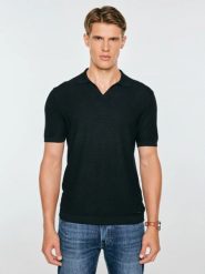 Sweter męski polo z krótkim rękawem czarny enzo 907. Czarne swetry męskie Big Star, l, bez wzorów, z dzianiny, bez kołnierzyka. Za 159.99 zł.
